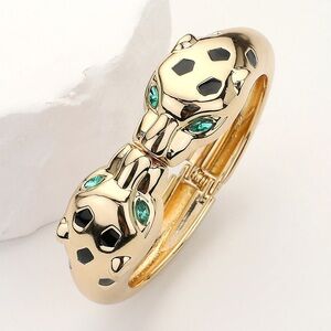 Gold Leopard Hinge Bracelet